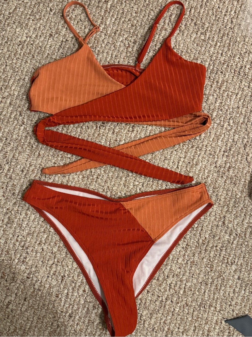 SHEIN Orange Two-tone Bikini